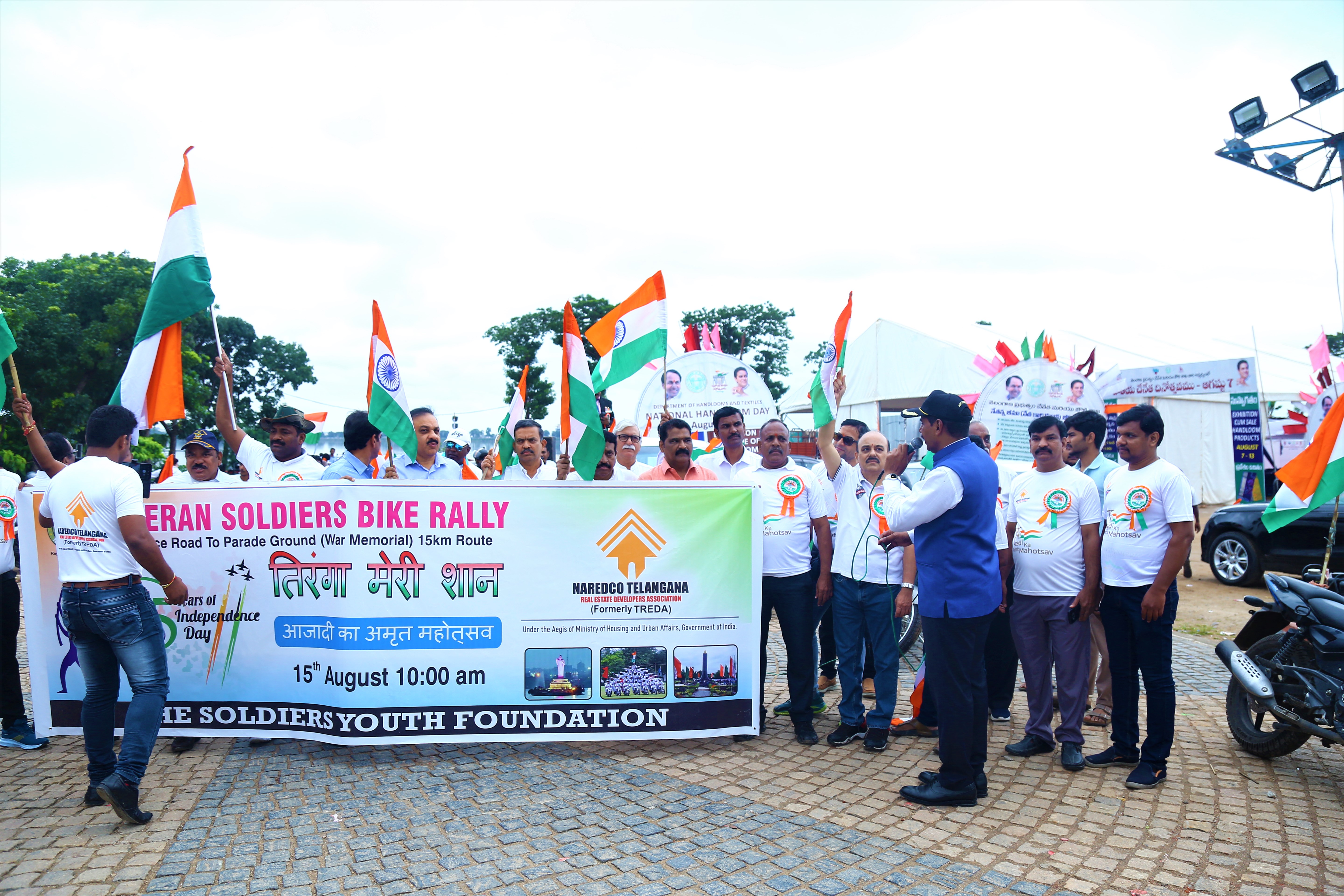 Veteran soldiers assembling for the patriotic bike rally